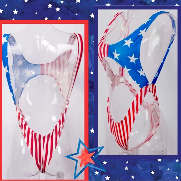 USA Proud ~ One-Piece Backless Thong Style Suit - Picture 5 of 7